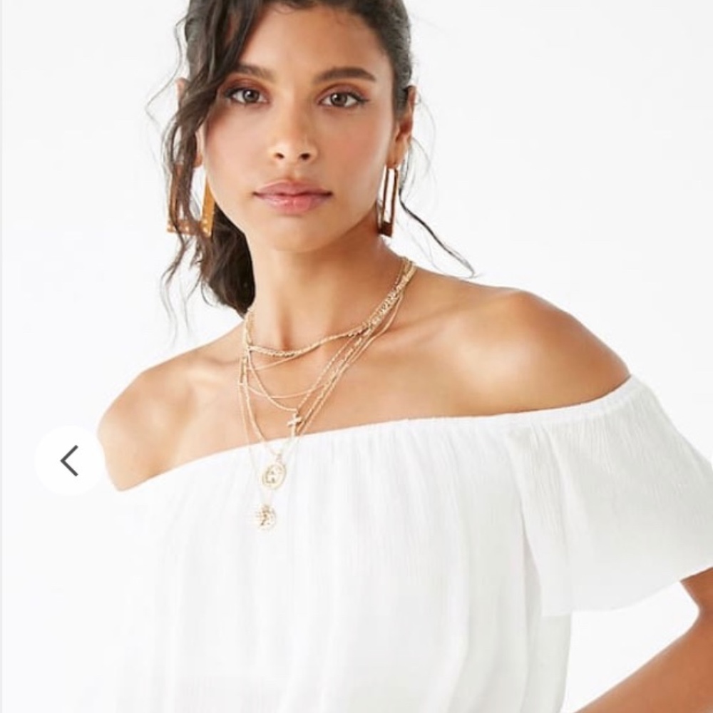 crop OFF the shuolders FOREVER21 white top size S